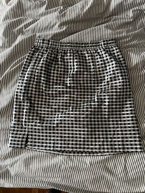 metallic J.Crew Black and silver Gingham Mini Skirt medium